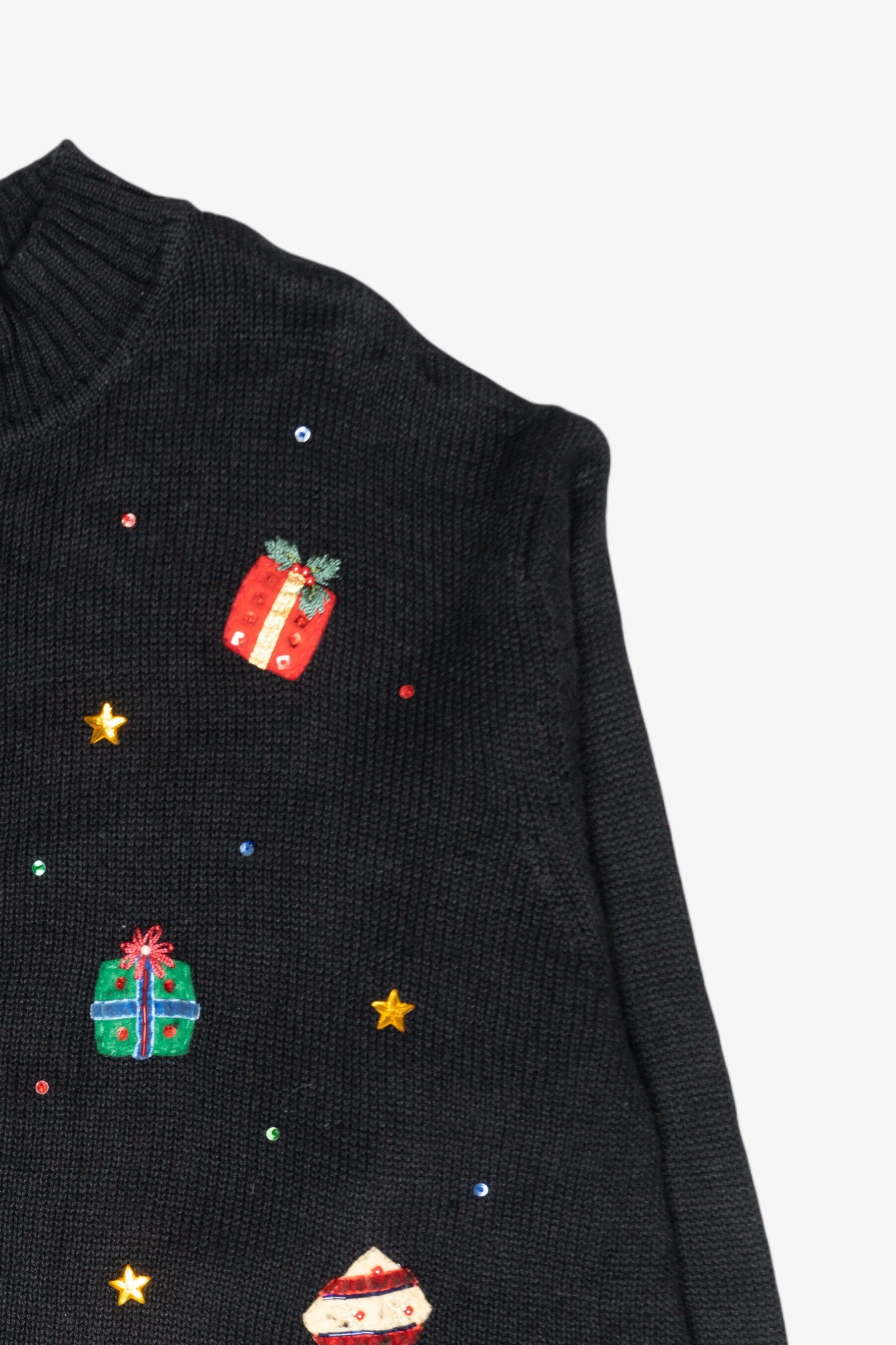 Presents Vintage Ugly Christmas Zip Cardigan (1990s)