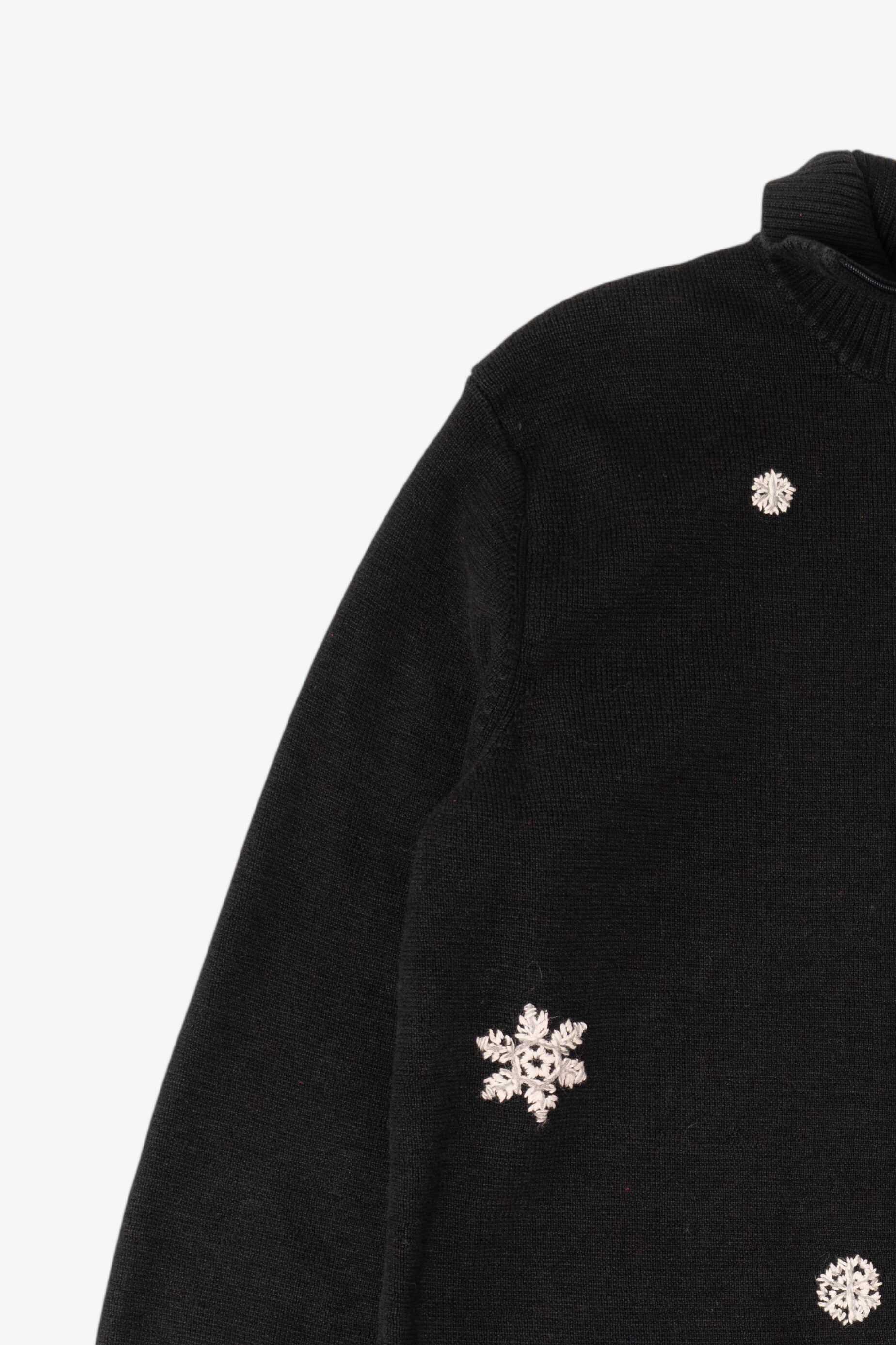 Vintage Black Woolrich Snowmen Ugly Christmas Cardigan (1990s)