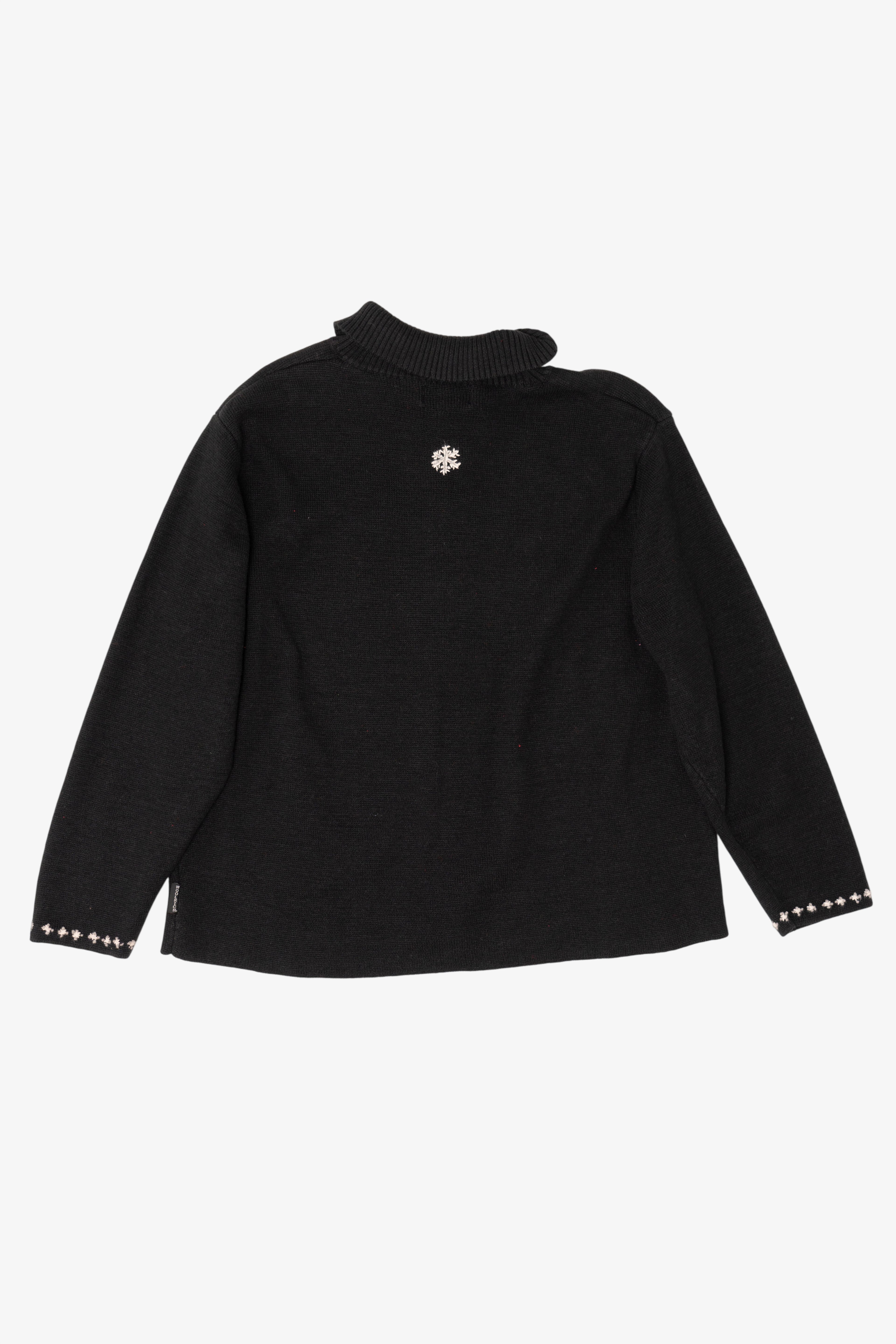 Vintage Black Woolrich Snowmen Ugly Christmas Cardigan (1990s)