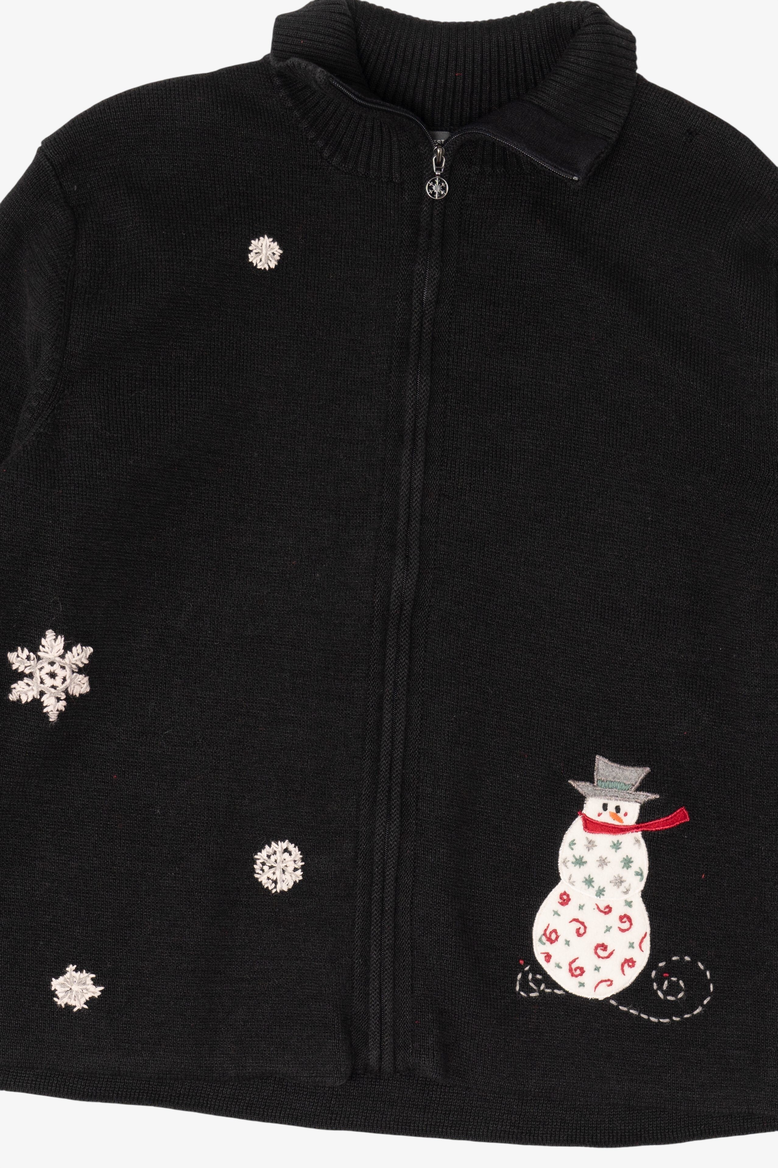 Vintage Black Woolrich Snowmen Ugly Christmas Cardigan (1990s)