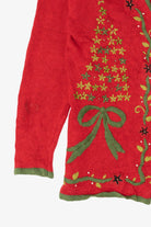 Vintage Red Kathie Lee Trees Ugly Christmas Cardigan (1990s)