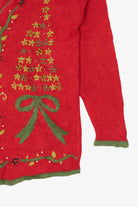 Vintage Red Kathie Lee Trees Ugly Christmas Cardigan (1990s)