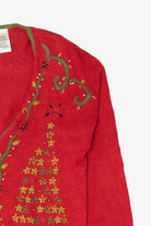 Vintage Red Kathie Lee Trees Ugly Christmas Cardigan (1990s)