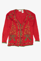 Vintage Red Kathie Lee Trees Ugly Christmas Cardigan (1990s)