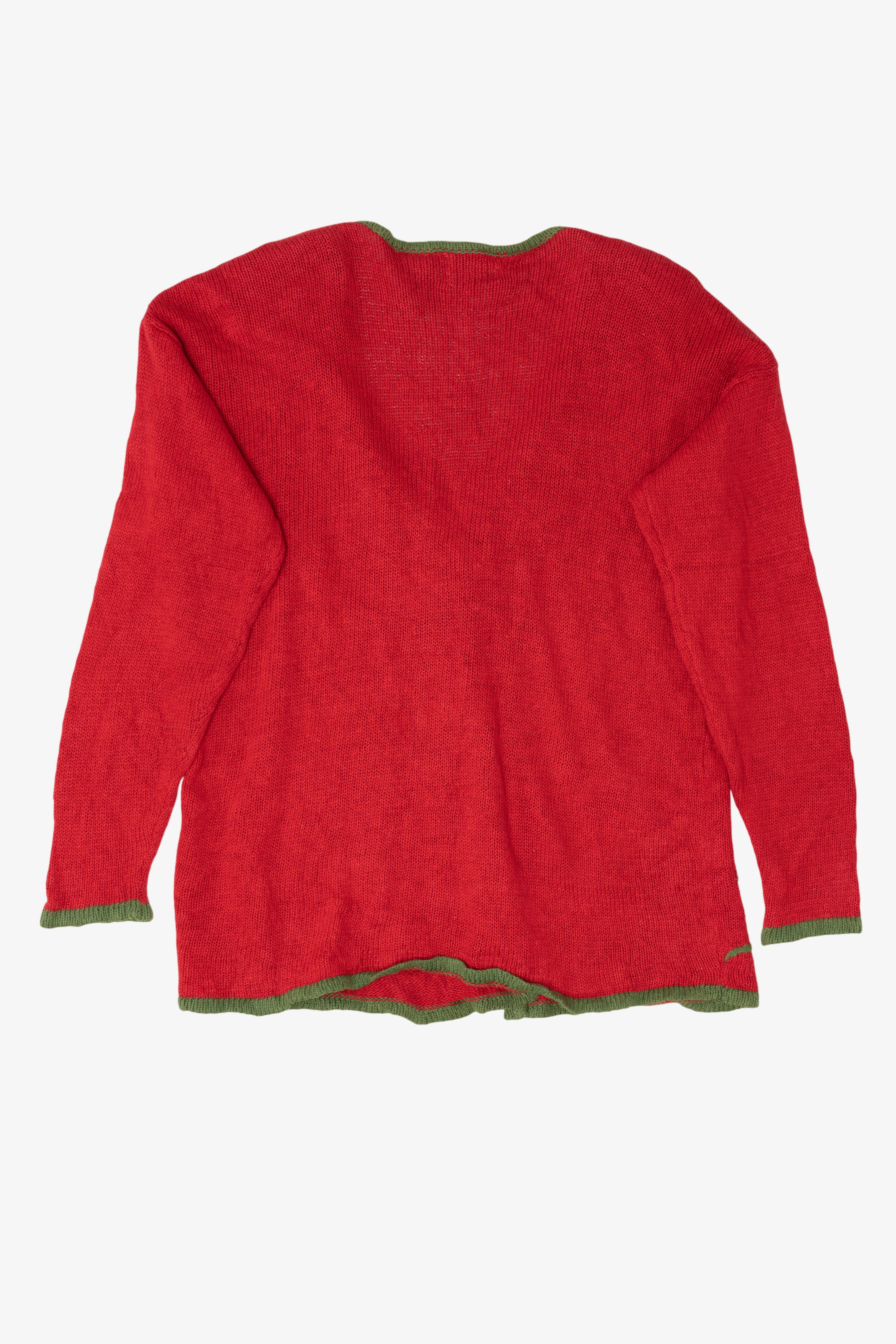 Vintage Red Kathie Lee Trees Ugly Christmas Cardigan (1990s)