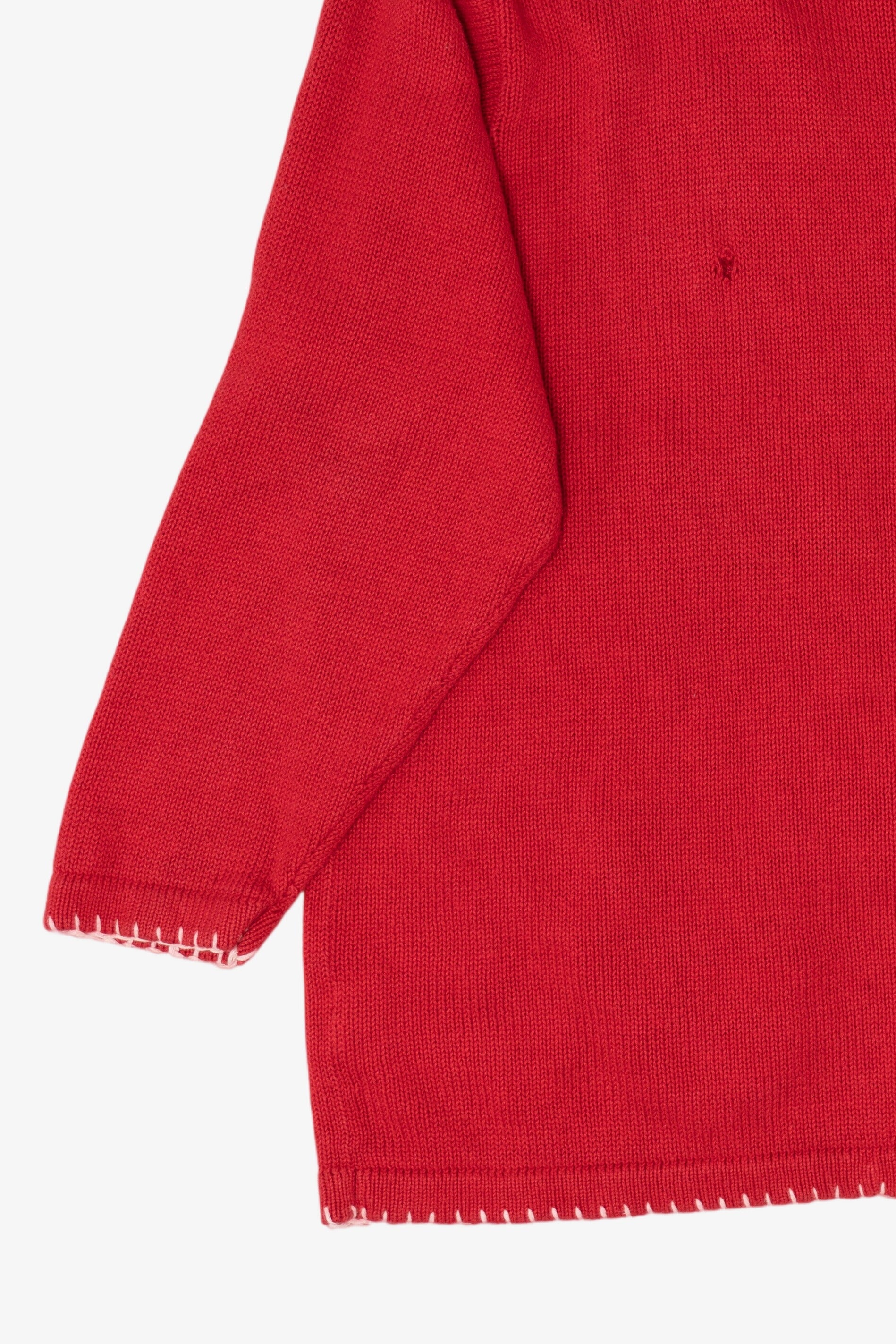 Vintage Red Victoria Jones Snowmen Hooded Ugly Christmas Cardigan (1990s)