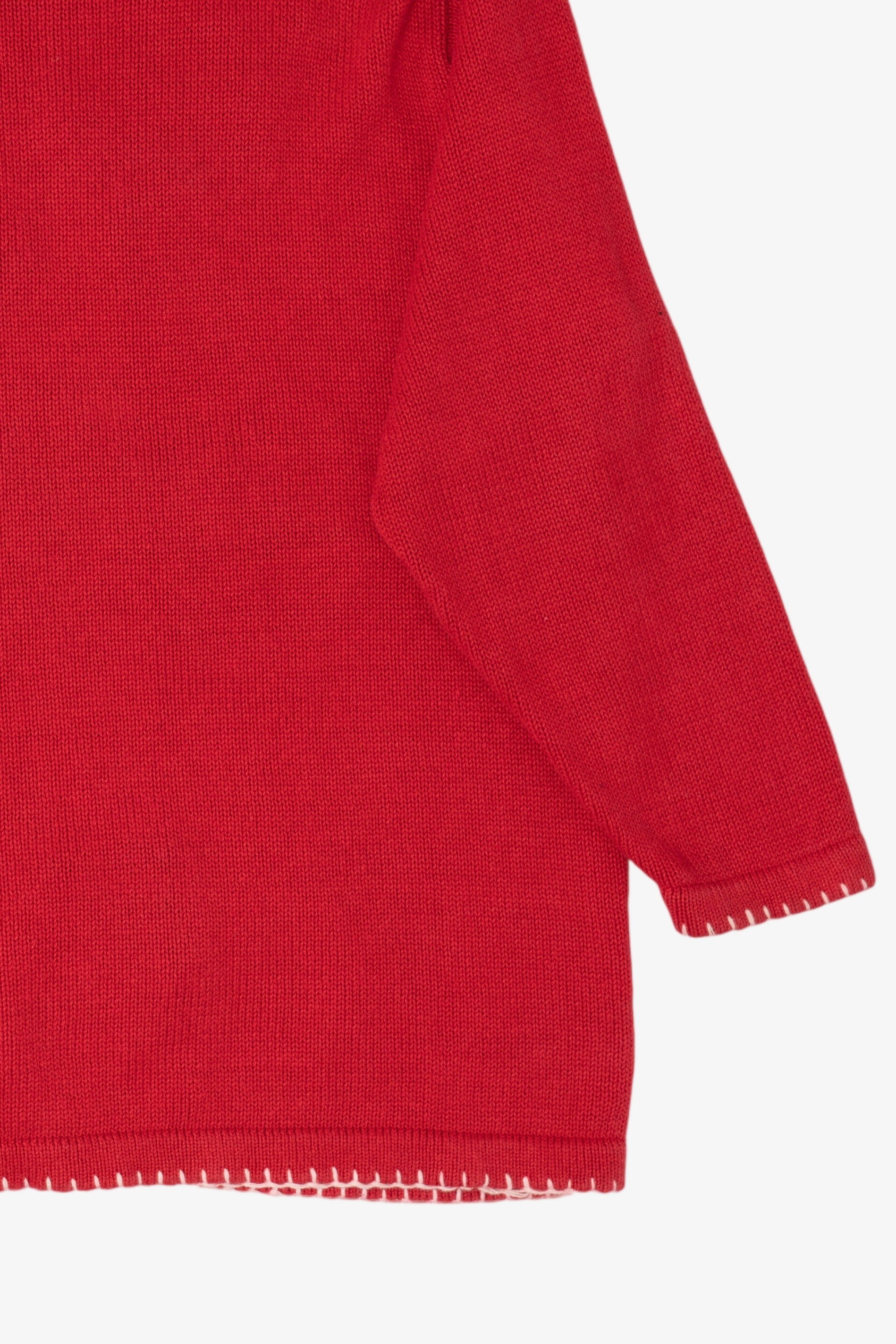 Vintage Red Victoria Jones Snowmen Hooded Ugly Christmas Cardigan (1990s)