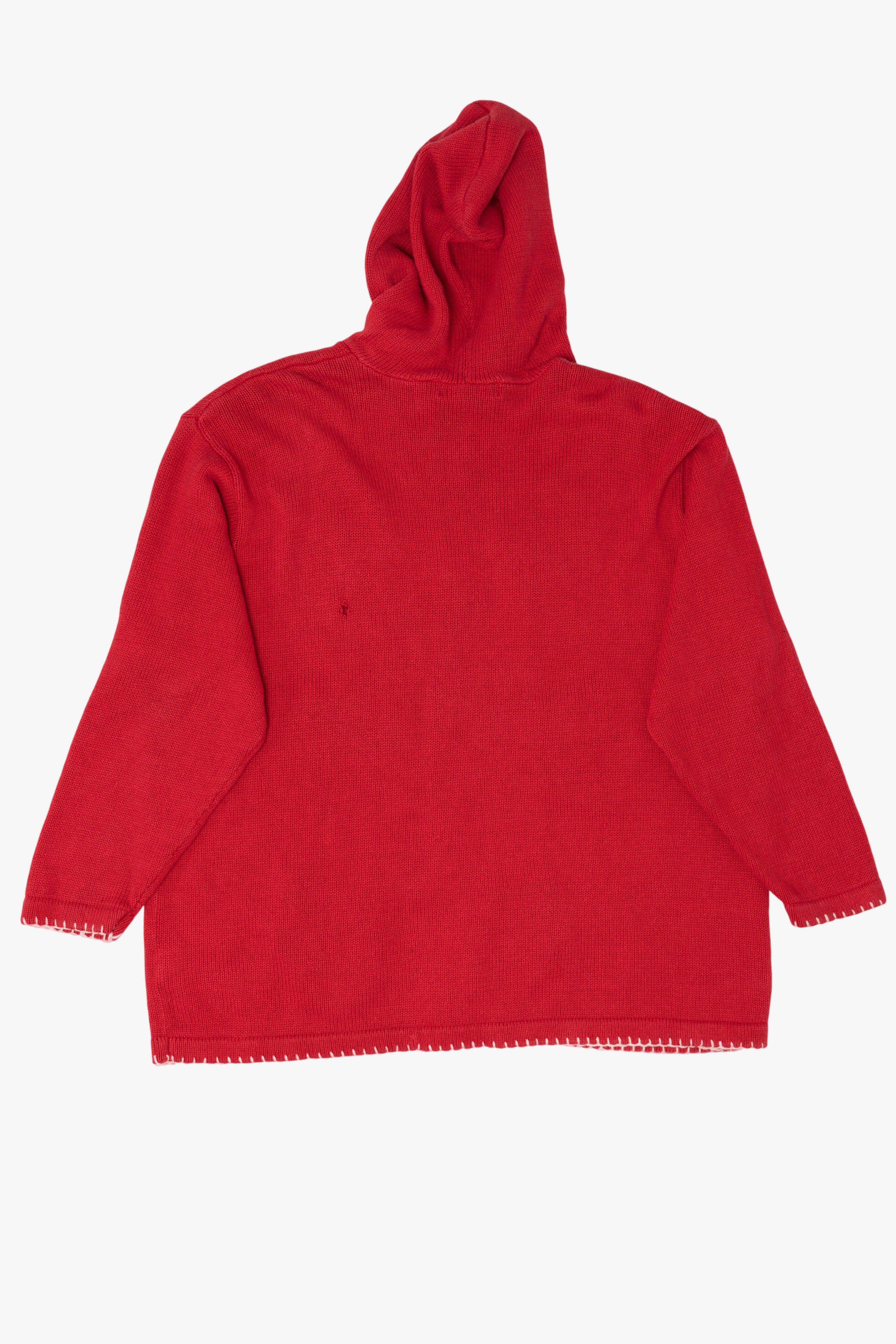 Vintage Red Victoria Jones Snowmen Hooded Ugly Christmas Cardigan (1990s)