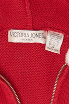Vintage Red Victoria Jones Snowmen Hooded Ugly Christmas Cardigan (1990s)