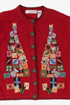 Vintage Red Victoria Jones Presents Ugly Christmas Cardigan (1990s)