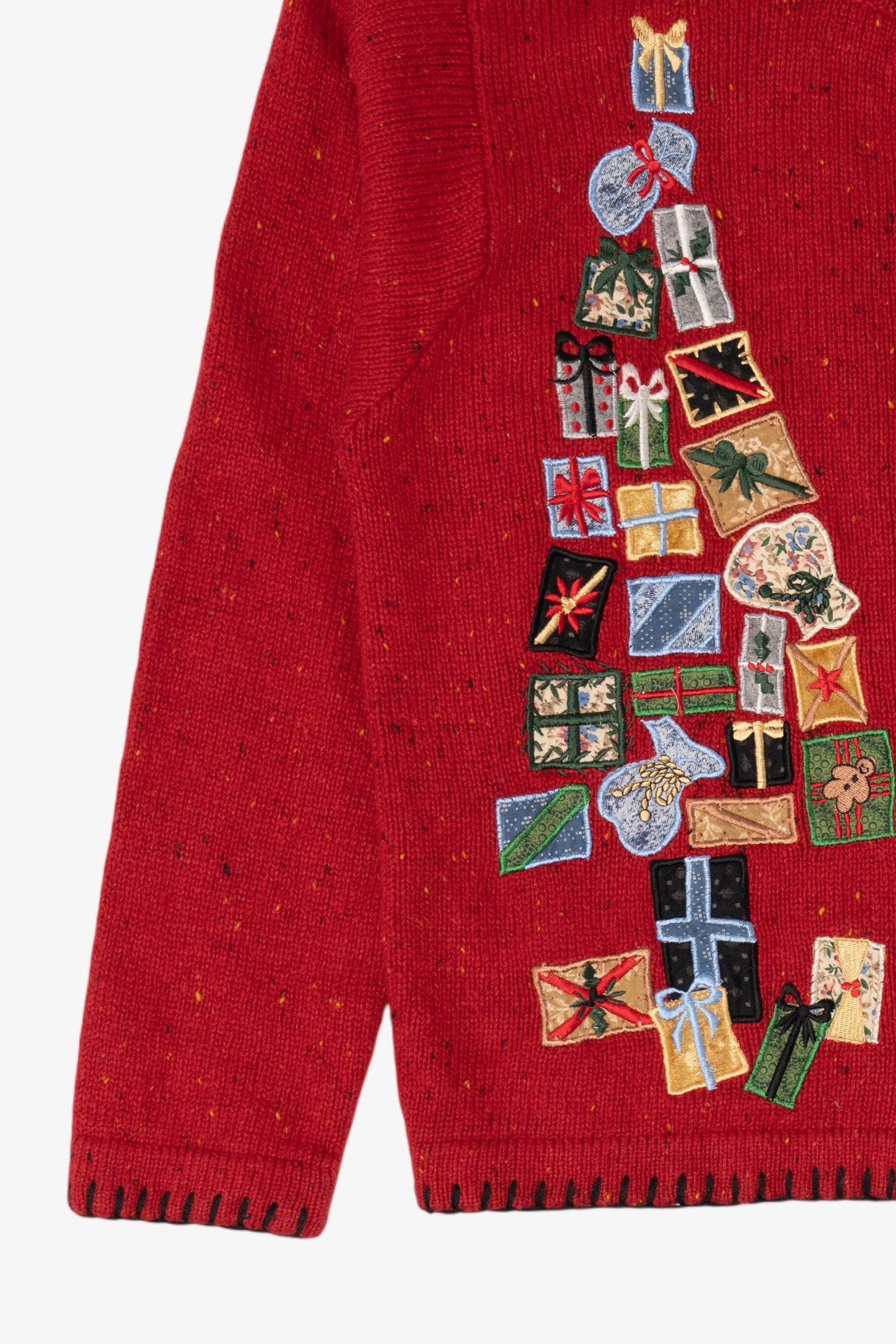 Vintage Red Victoria Jones Presents Ugly Christmas Cardigan (1990s)