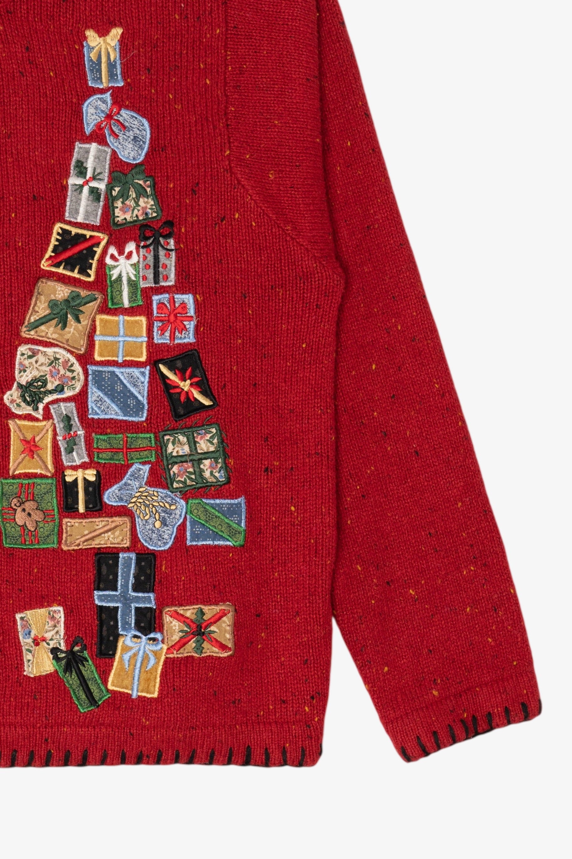 Vintage Red Victoria Jones Presents Ugly Christmas Cardigan (1990s)