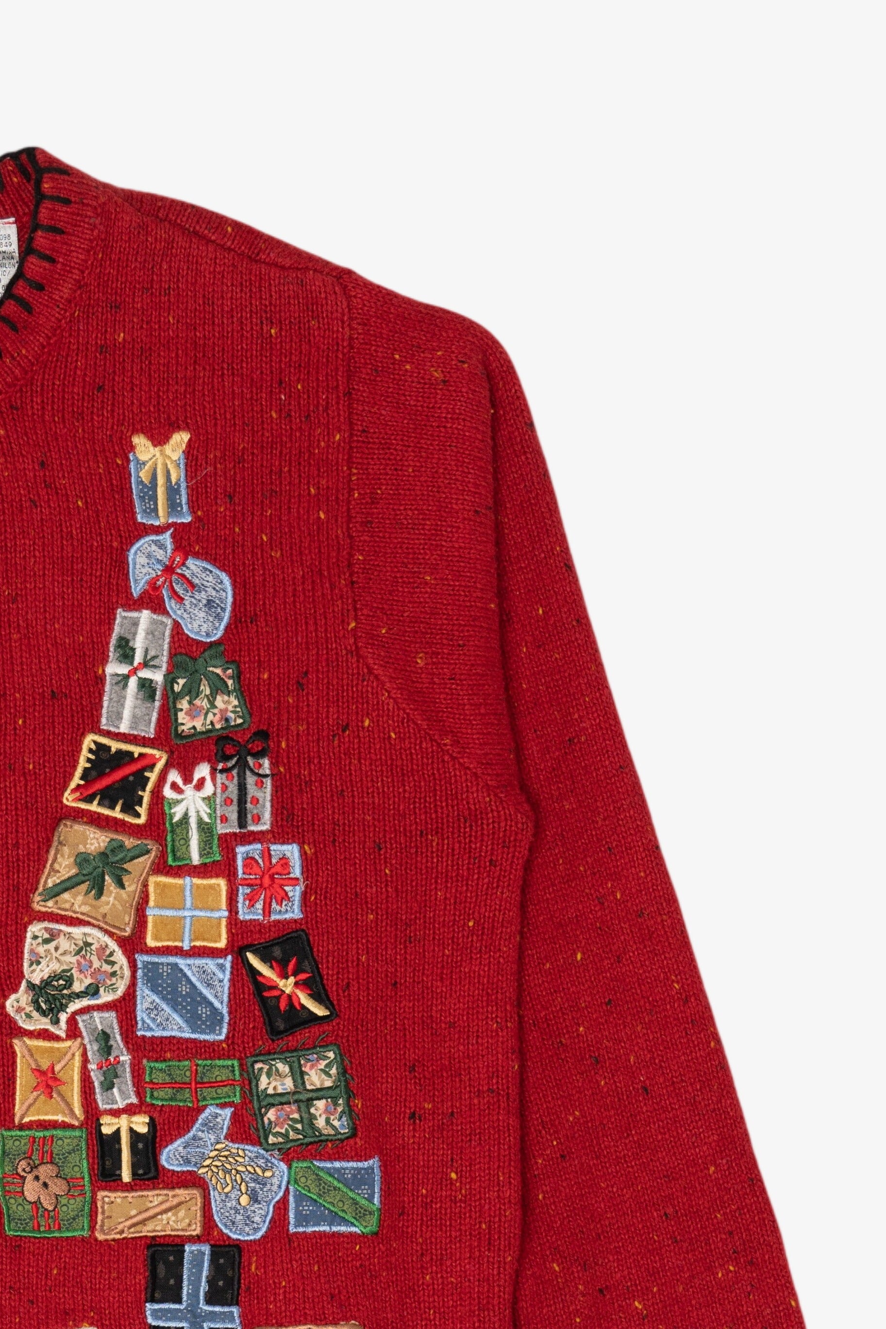Vintage Red Victoria Jones Presents Ugly Christmas Cardigan (1990s)