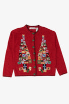 Vintage Red Victoria Jones Presents Ugly Christmas Cardigan (1990s)