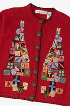 Vintage Red Victoria Jones Presents Ugly Christmas Cardigan (1990s)