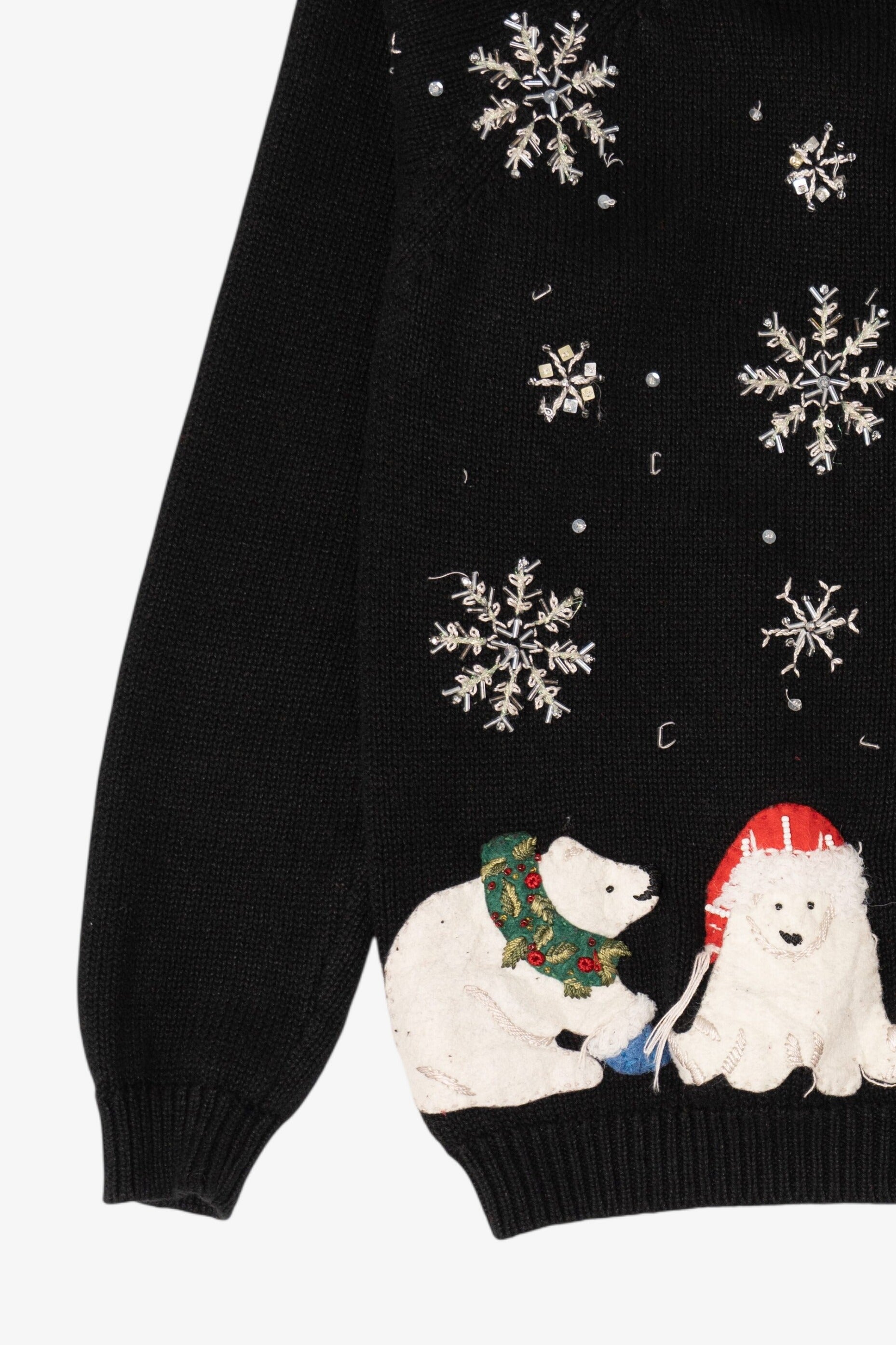 Vintage Black Tiara Polar Bears Ugly Christmas Cardigan (2000s)