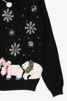 Vintage Black Tiara Polar Bears Ugly Christmas Cardigan (2000s)