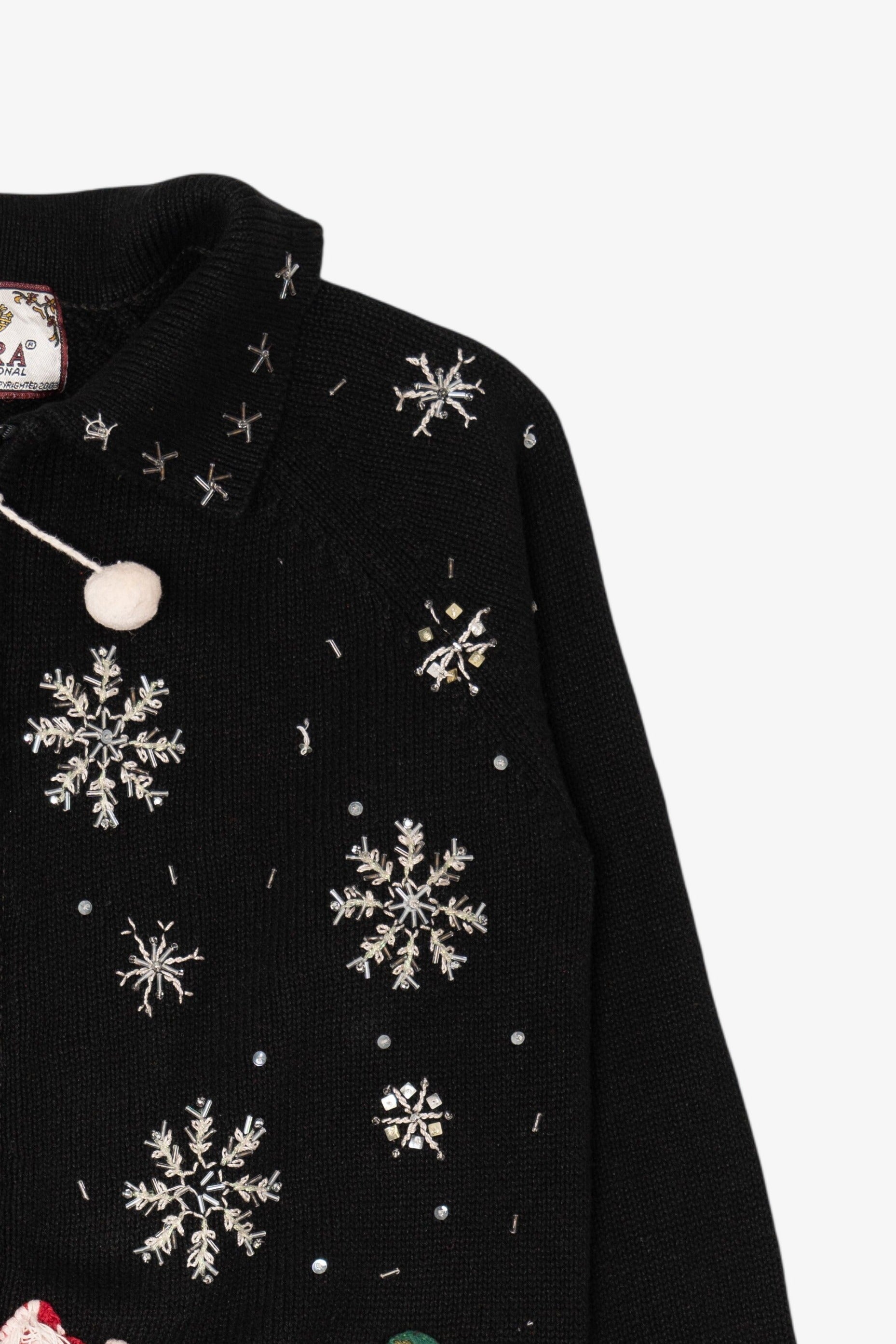 Vintage Black Tiara Polar Bears Ugly Christmas Cardigan (2000s)