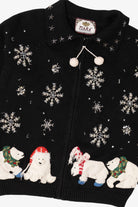 Vintage Black Tiara Polar Bears Ugly Christmas Cardigan (2000s)