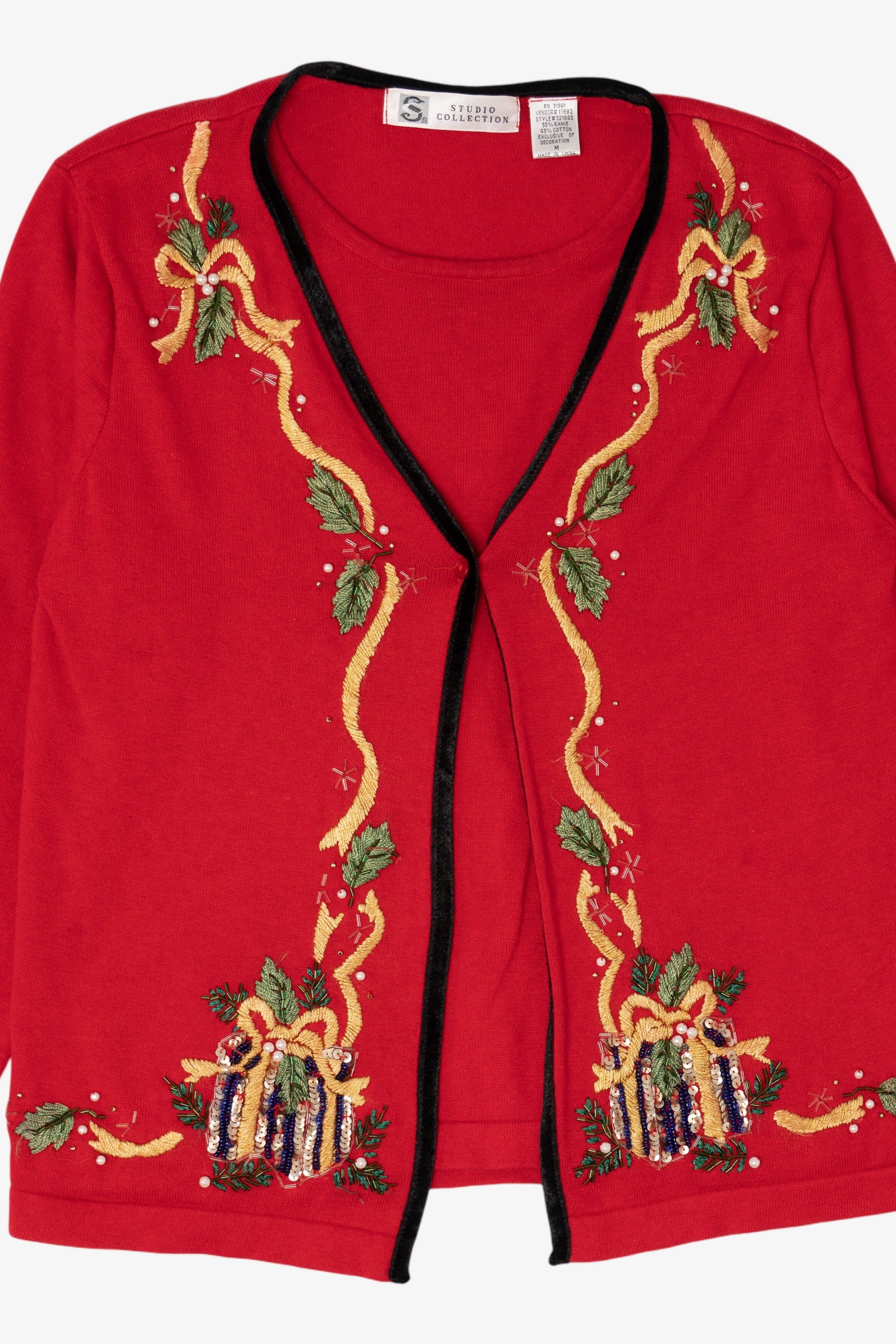 Vintage Red Studio Collection Presents Ugly Christmas Cardigan (1990s)
