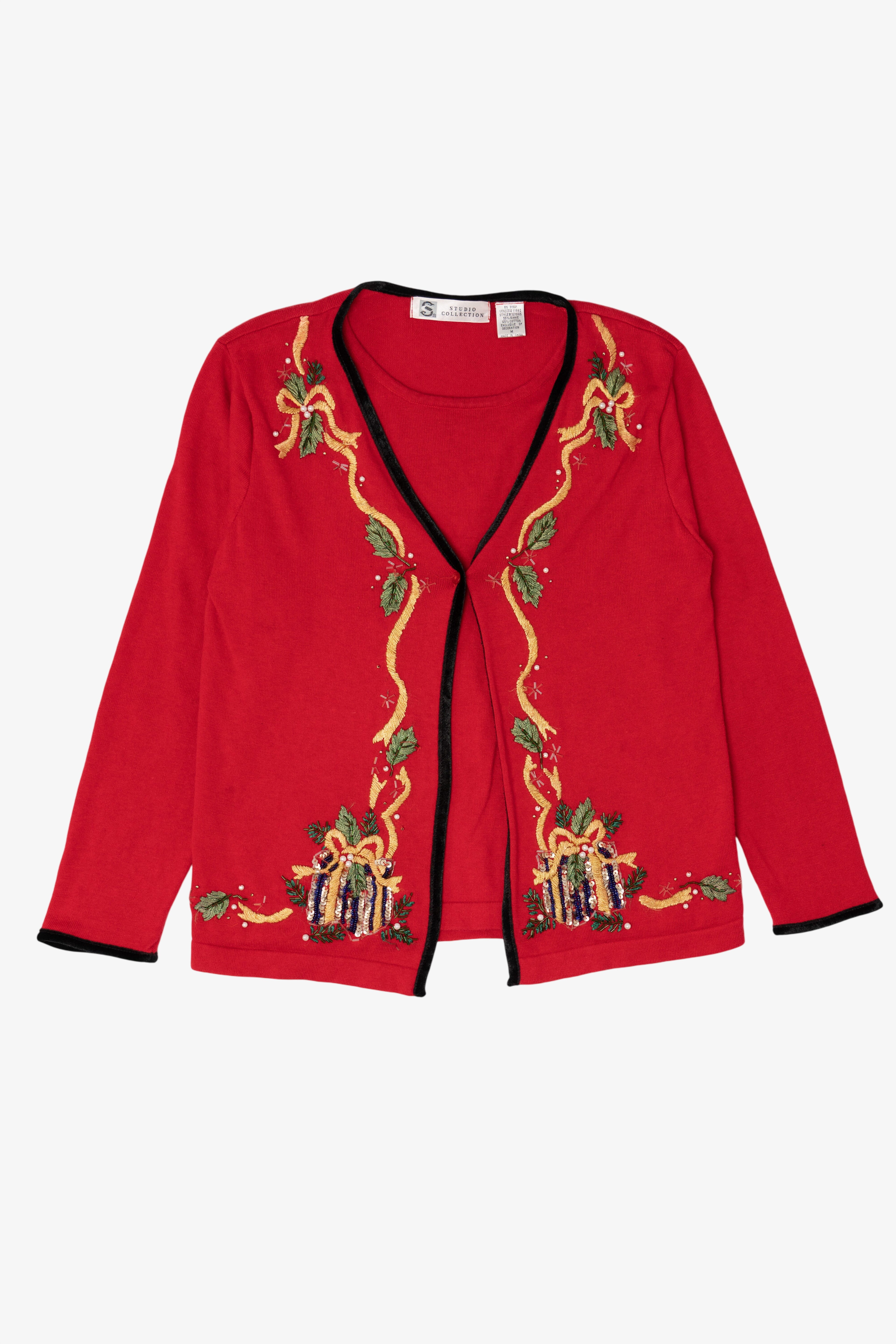 Vintage Red Studio Collection Presents Ugly Christmas Cardigan (1990s)