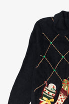 Vintage Black Tiara Stockings Ugly Christmas Cardigan (2000s)