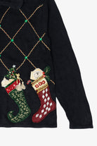 Vintage Black Tiara Stockings Ugly Christmas Cardigan (2000s)