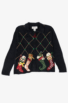 Vintage Black Tiara Stockings Ugly Christmas Cardigan (2000s)