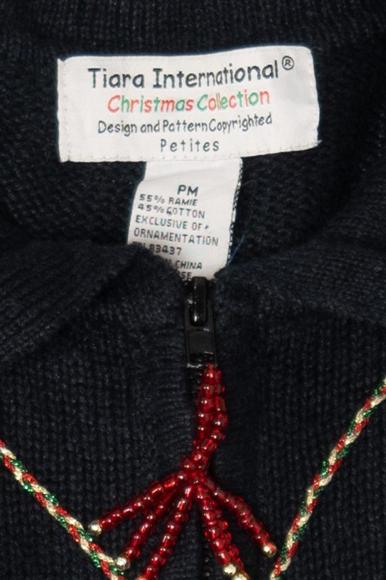 Vintage Black Tiara Stockings Ugly Christmas Cardigan (2000s)