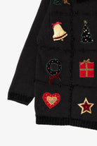 Vintage Hand Knit Black Croft & Barrow Ugly Christmas Cardigan (1990s)