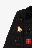 Vintage Hand Knit Black Croft & Barrow Ugly Christmas Cardigan (1990s)