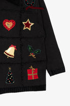 Vintage Hand Knit Black Croft & Barrow Ugly Christmas Cardigan (1990s)