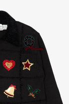 Vintage Hand Knit Black Croft & Barrow Ugly Christmas Cardigan (1990s)
