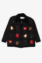 Vintage Hand Knit Black Croft & Barrow Ugly Christmas Cardigan (1990s)