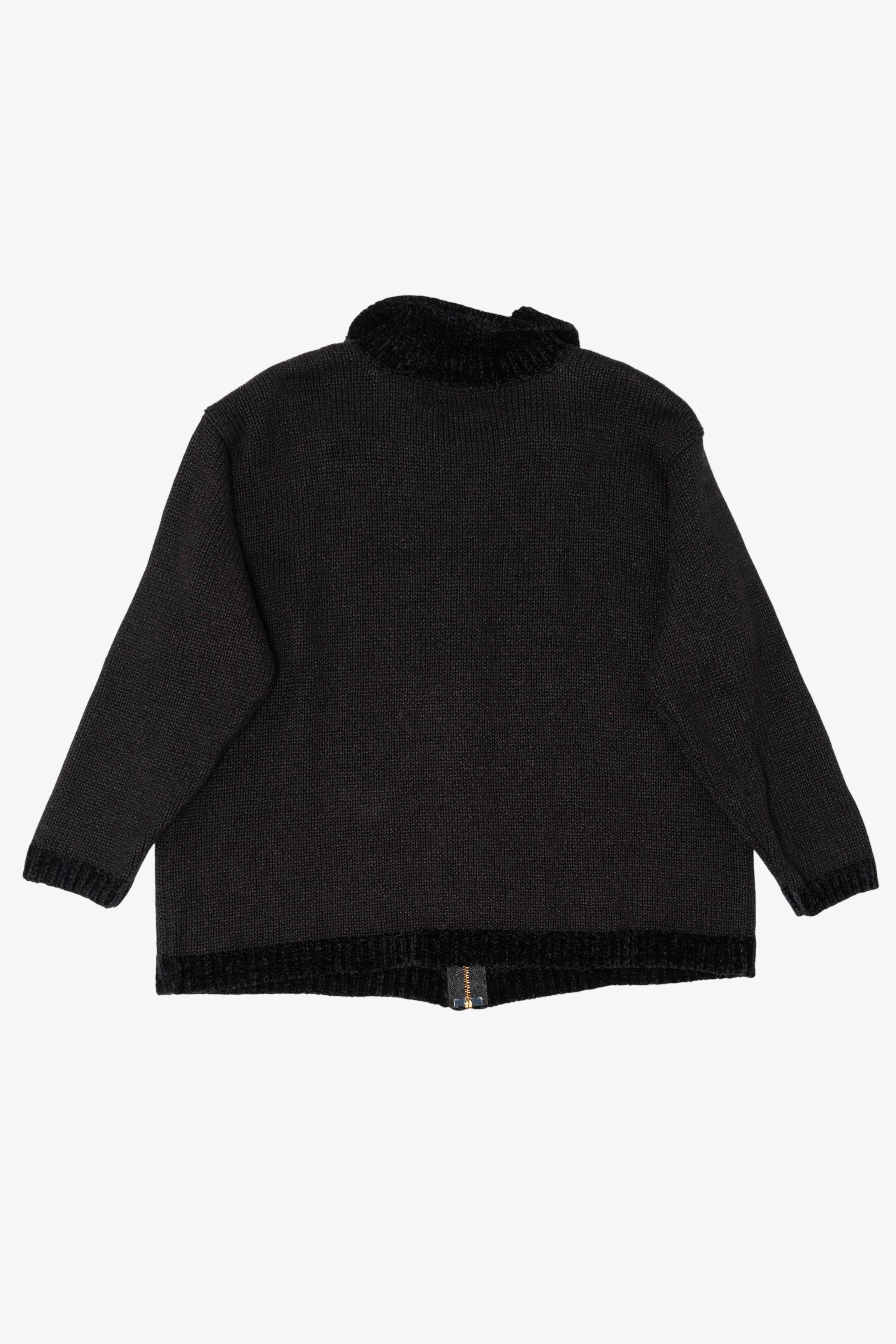Vintage Hand Knit Black Croft & Barrow Ugly Christmas Cardigan (1990s)