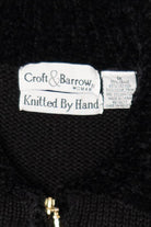 Vintage Hand Knit Black Croft & Barrow Ugly Christmas Cardigan (1990s)