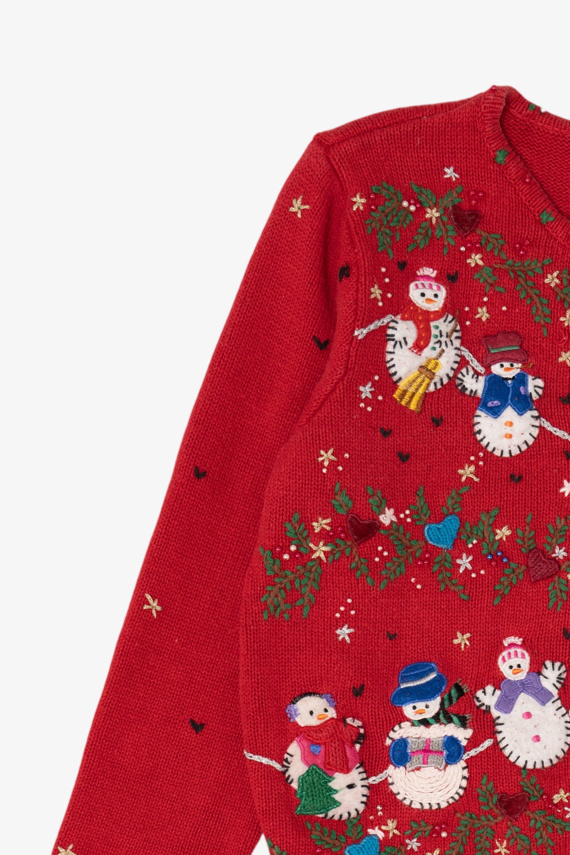 Vintage Red Designers Originals Studio Snowmen Christmas Cardigan (1990s)