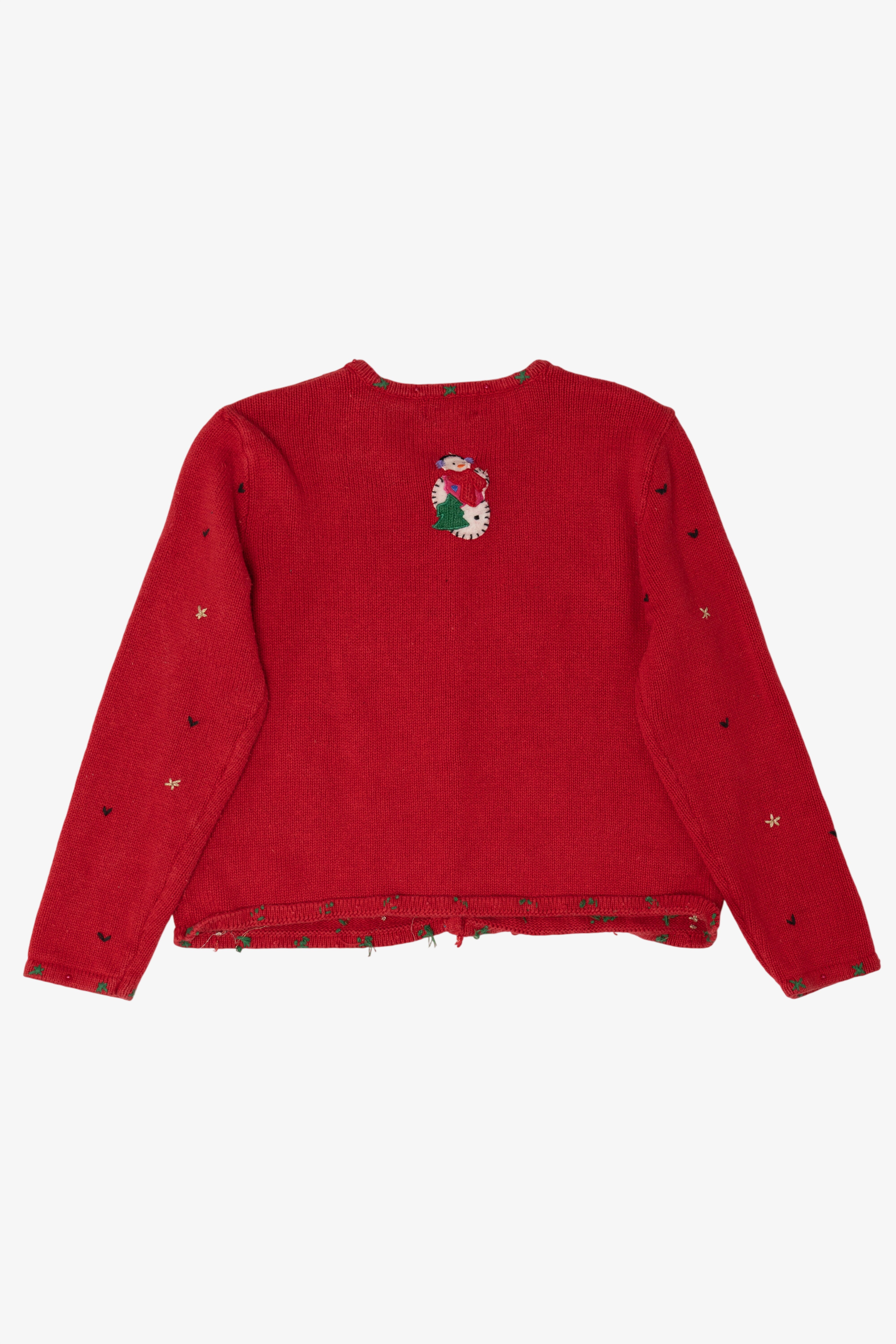 Vintage Red Designers Originals Studio Snowmen Christmas Cardigan (1990s)
