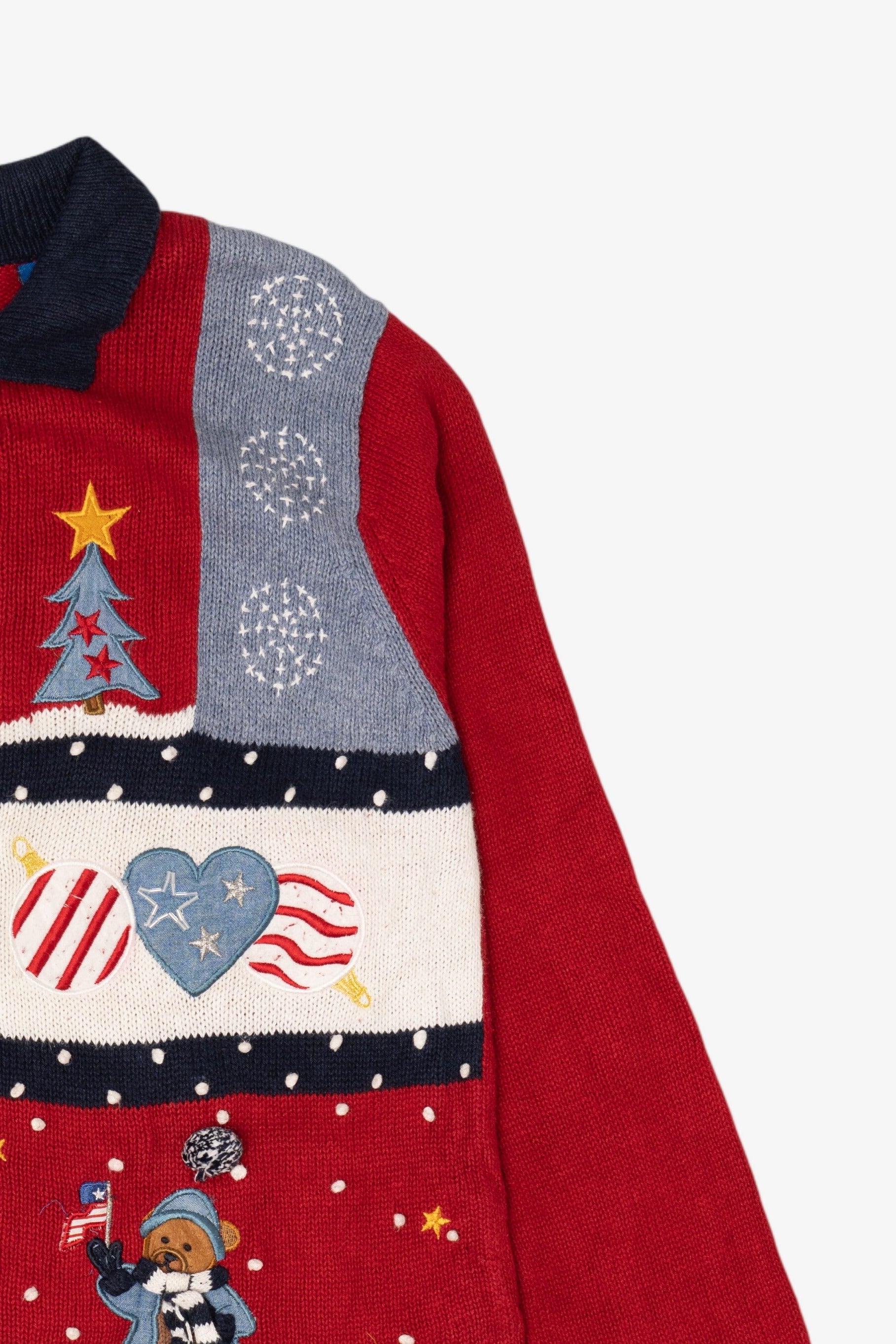 Vintage Color Block Karen Scott Ugly Christmas Cardigan (1990s)