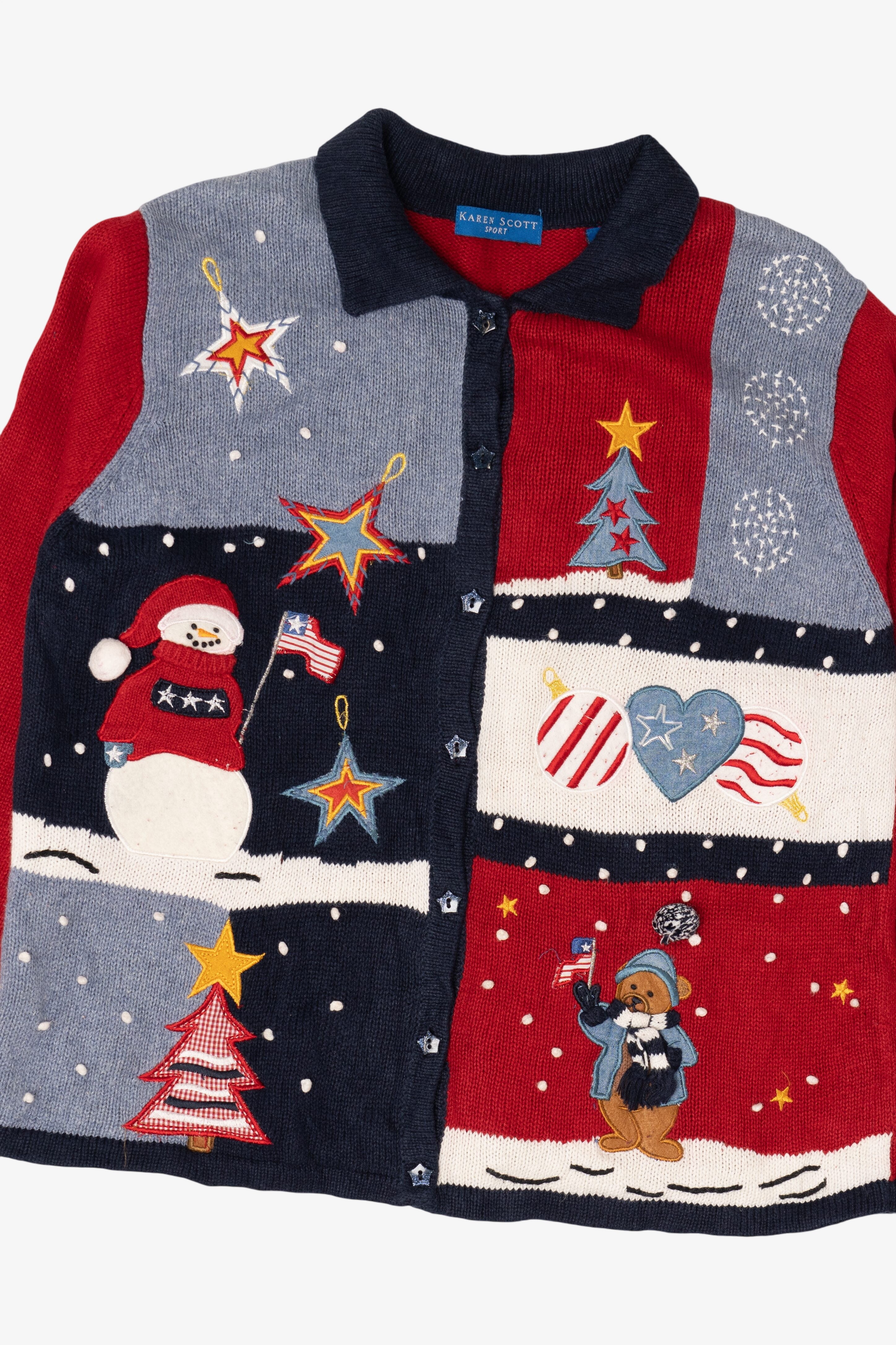 Vintage Color Block Karen Scott Ugly Christmas Cardigan (1990s)