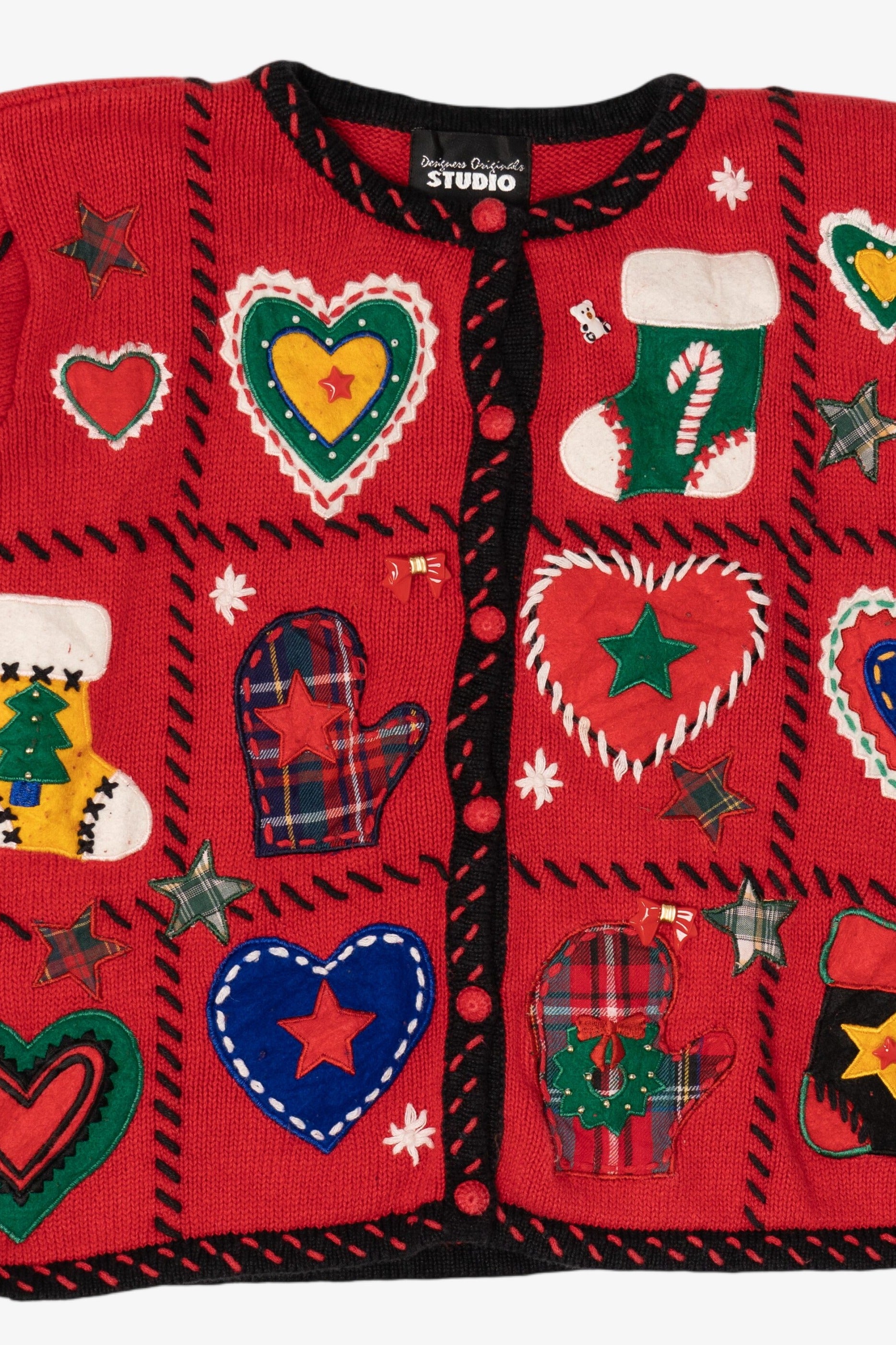 Vintage Red Designers Originals Studio Stockings Christmas Cardigan (1990s)