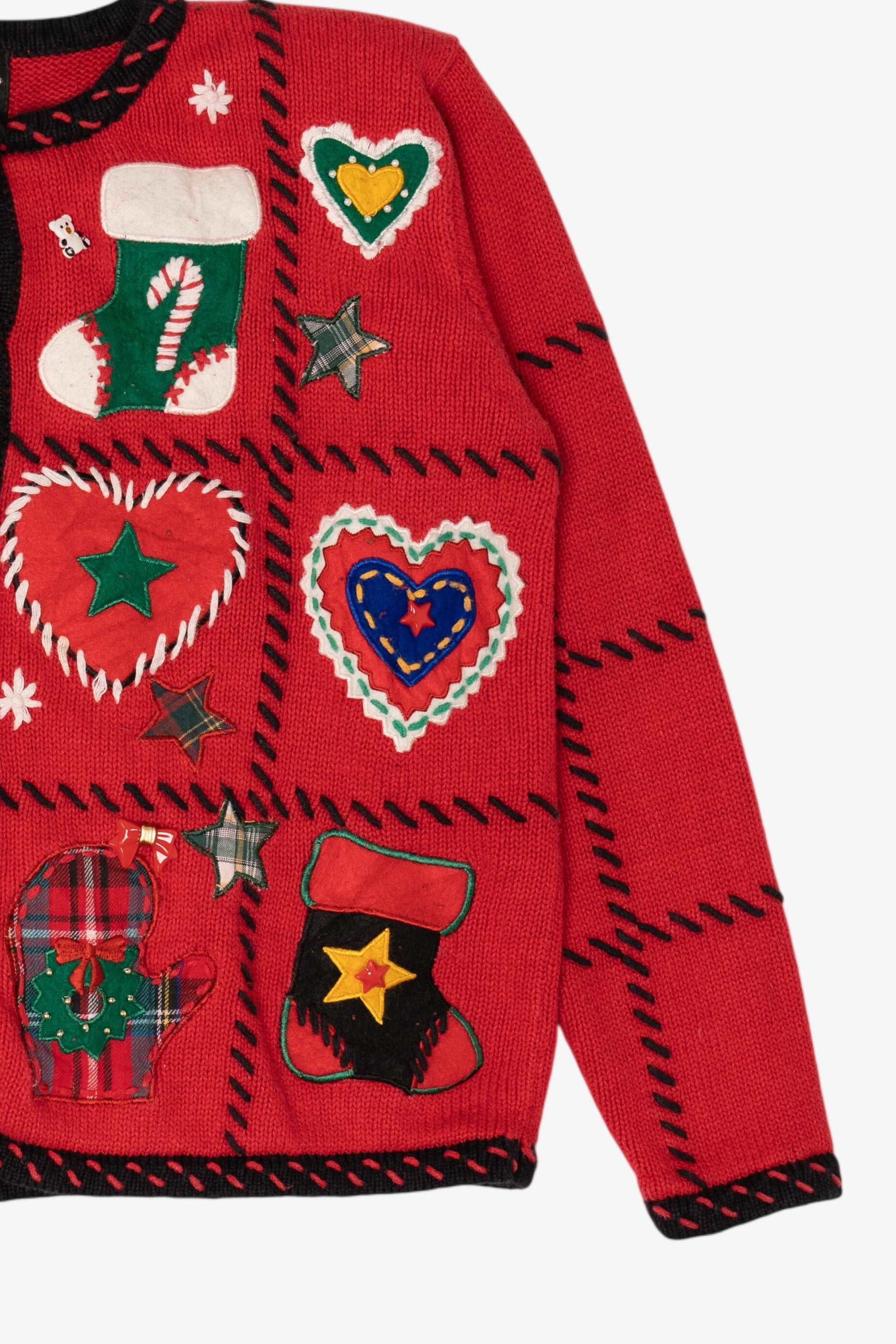 Vintage Red Designers Originals Studio Stockings Christmas Cardigan (1990s)