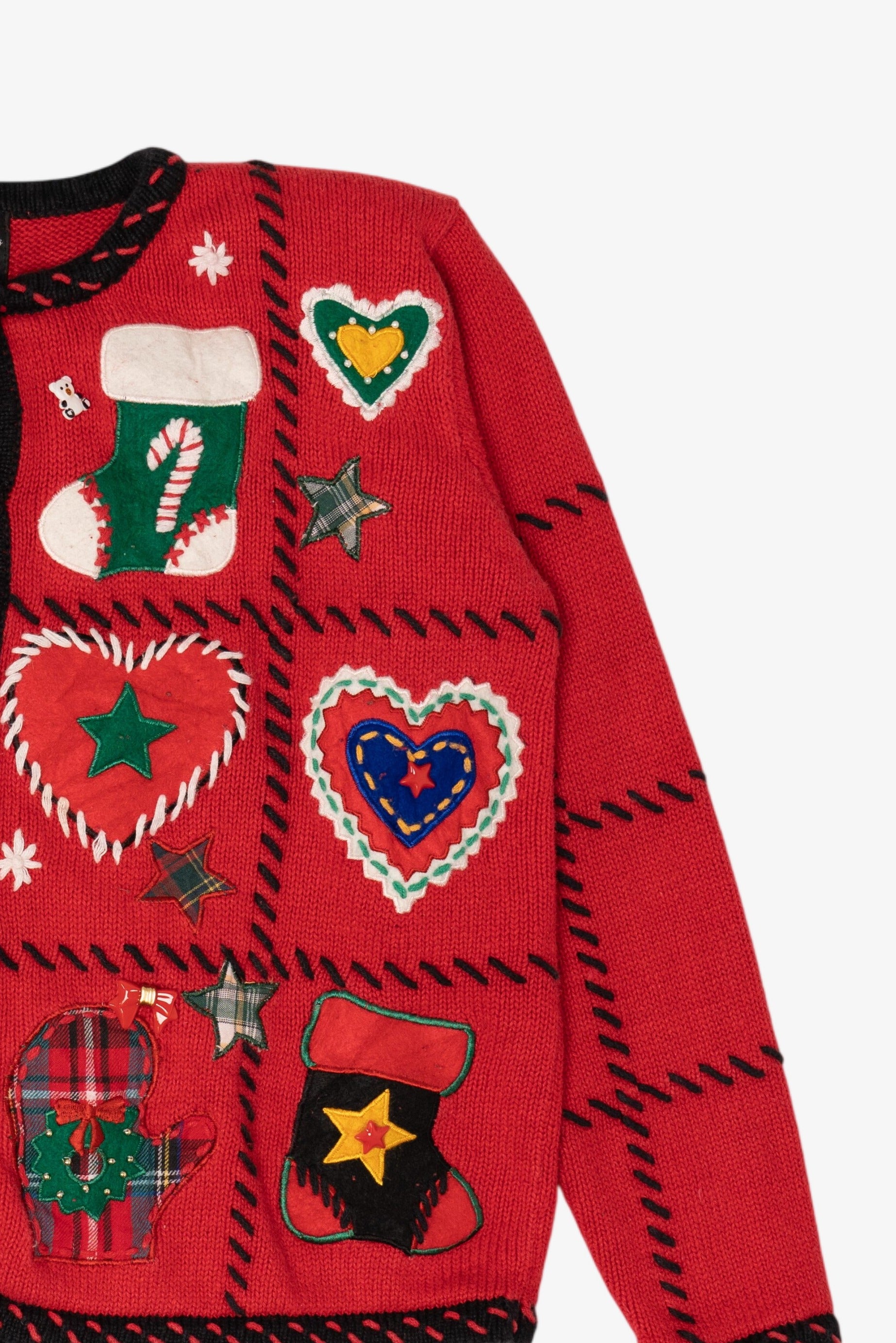 Vintage Red Designers Originals Studio Stockings Christmas Cardigan (1990s)