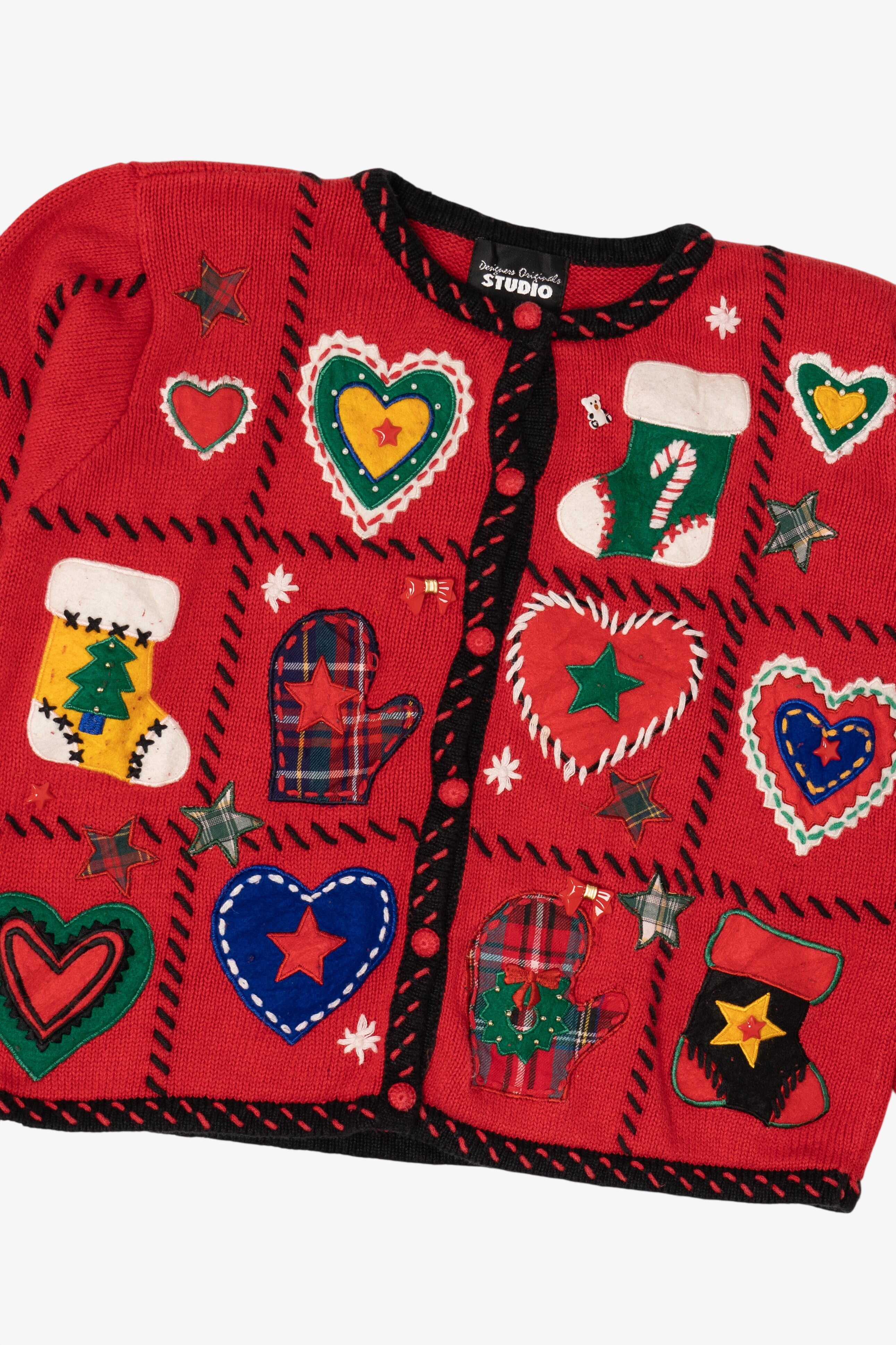 Vintage Red Designers Originals Studio Stockings Christmas Cardigan (1990s)
