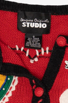 Vintage Red Designers Originals Studio Stockings Christmas Cardigan (1990s)