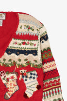 Vintage Red Tiara Stockings Ugly Christmas Cardigan (1990s)