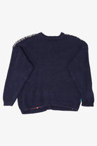 Vintage Navy Blue Fireplace Baxter & Wells Ugly Christmas Cardigan (1990s)