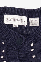 Vintage Navy Blue Fireplace Baxter & Wells Ugly Christmas Cardigan (1990s)