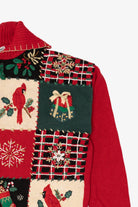 Vintage Red Tiara Cardinals Patchwork Ugly Christmas Cardigan (2000s)