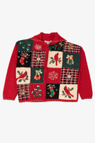 Vintage Red Tiara Cardinals Patchwork Ugly Christmas Cardigan (2000s)